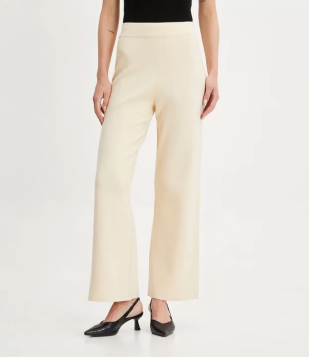 Calça Pantacourt Em Tricô Bege