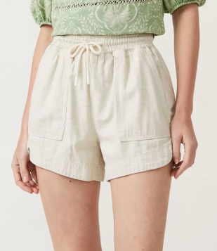 Short Runner Em Algodão Com Bolsos Aplicados Off White