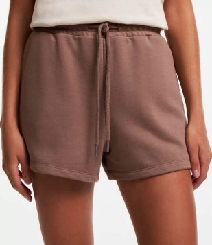 Short Em Moletom Com Forro Em Fleece Marrom