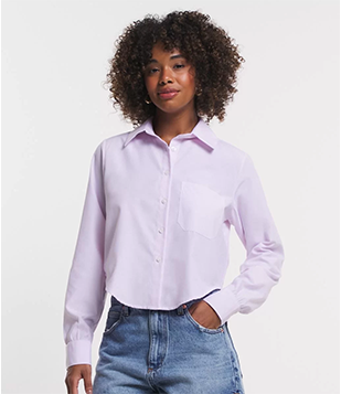 Camisa Curta Em Tricoline Com Listras Em Fio Tinto Lilás