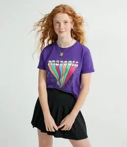 Blusa Manga Curta em Algodão com Estampa Escrita Freedom - Teen