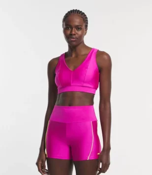 Top Esportivo Em Poliamida Com Detalhe Nas Costas E Recortes Rosa