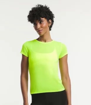 Camiseta Esportiva Básica Em Poliamida Com Manga Curta Verde