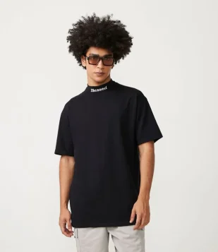 Camiseta Relaxed Em Meia Malha Com Estampa Blessed Preto