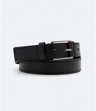 Cinto Em Couro Com Pesponto E Detalhe Na Fivela Preto