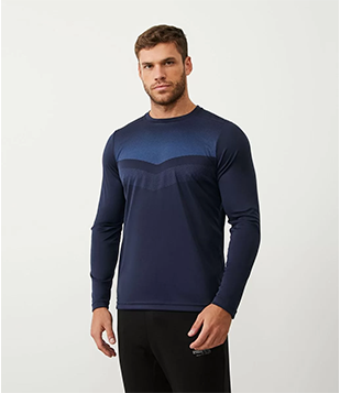 Camiseta Esportiva Manga Longa com Proteção UV Azul