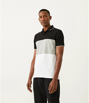 Polo Manga Curta Em Algodão Com Recortes Preto