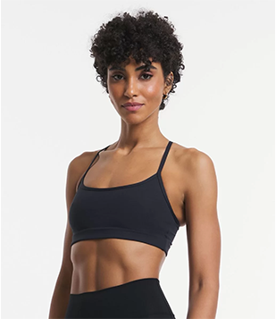 Top Nadador Esportivo Em Poliamida Com Alça Fina Preto