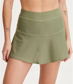 Short Saia Em Microfibra Com Bolso Interno E Sobreposição Texturizada Verde