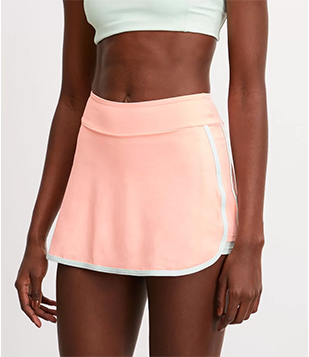 Short Saia Esportivo Em Poliamida Com Viés Contrastante E Recorte Lateral Rosa/ Verde Claro