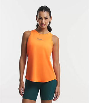 Regata Esportiva Em Crepe Com Estampa Lettering Balance Laranja