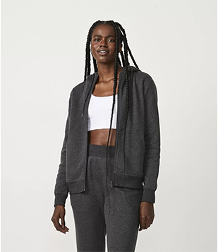 Jaqueta Básica Esportiva Em Polycotton Com Capuz E Bolso Canguru Cinza