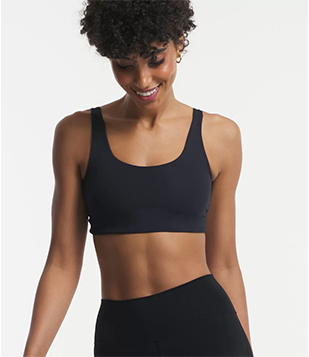 Top Esportivo em Poliamida com Decote Redondo e sem Bojo Preto