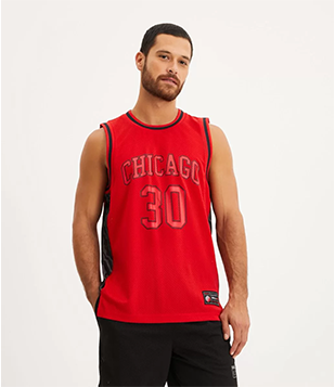 Regata Esportiva De Basquete Com Recortes E Estampa Chicago 30 Vermelho