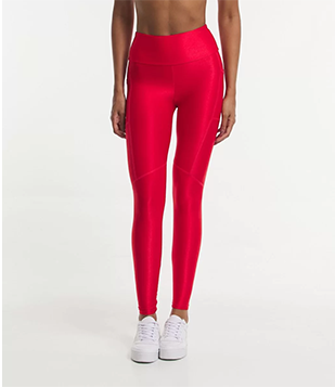Calça Legging Esportiva Com Textura Canelada E Recortes Vermelho
