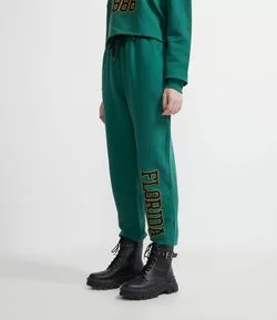 Calça Jogger em Moletom com Estampa Escrito Florida