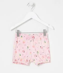 Short Infantil Fofo Estampa de Frutinhas - Tam 0 a 18 meses