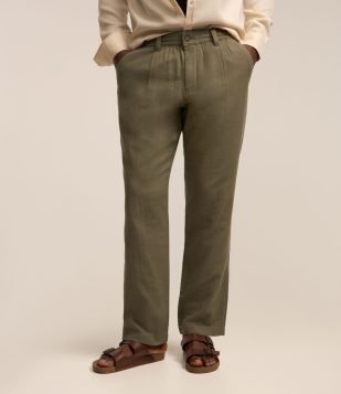 Calça Alfaiatada com Elástico no Cós e Bolsos Verde