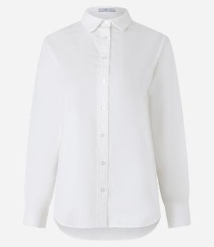 Camisa em Tricoline com Abotoamento e Punho Largo Branco Neve