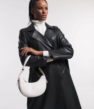 Bolsa Baguete Em Pu Meia Lua Com Detalhes Em Metal Na Alça Off White