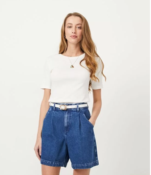 Blusa Básica Em Algodão Com Gola Redonda Branco Neve