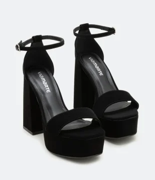 Sandália Meia Pata Com Salto Grosso Via Marte Preto