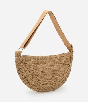 Bolsa Baguete em Papel com Efeito Crochê Marrom