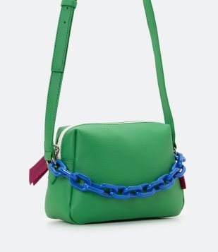 Bolsa Transversal com Corrente Acriíica Verde