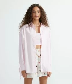 Camisa Ampla em Tricoline com Amarração nas Laterais