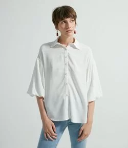 Camisa ampla manga balonê
