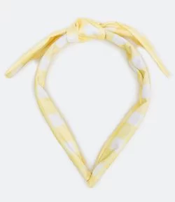 Tiara Larga com Laço em Tecido Xadrez