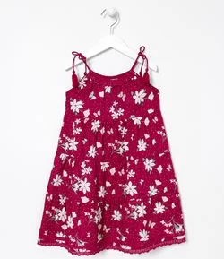 Vestido Infantil Floral com Rendinha - Tam 5 a 14 anos