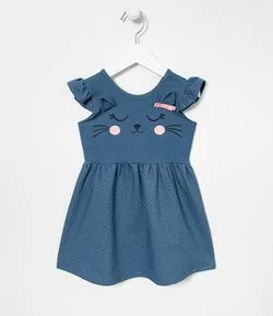 Vestido Infantil Estampa Cara de Bichinho - Tam 1 a 5 anos