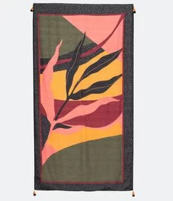 Canga com Estampa Folhagem e Tassel nas Pontas