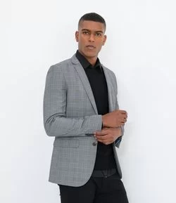 Blazer Super Slim Xadrez em Poliviscose
