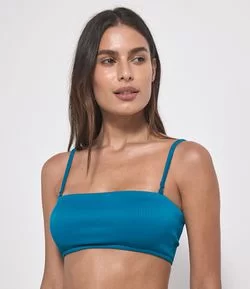 Biquíni Top Bandeau Canelado com Bojo Remoível