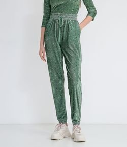 Calça Jogger em Veludo com Estampa Poá