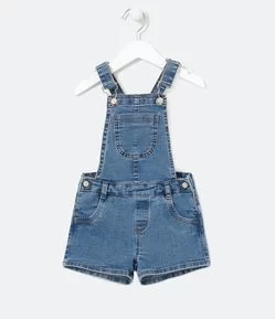 Jardineira Infantil em Jeans com Bolsos - Tam 1 a 5 anos