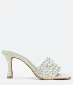 Sandália Mule com Salto Alto e Bico Quadrado