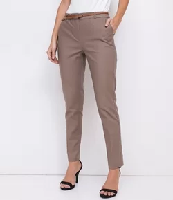 Calça Alfaiataria Cigarrete Lisa com Cinto