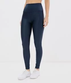 Calça Legging Esportiva Texturizada com Brilho e Cós Alto