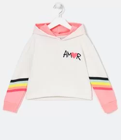 Blusão Infantil em Moletom Estampa Amor - Tam 5 a 14 anos