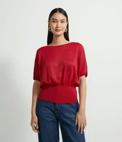 Blusa em Tricô com Barra Ajustada