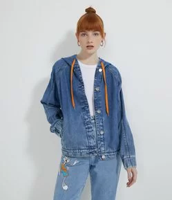 Jaqueta Jeans com Capuz e Estampa Space Jam nas Costas