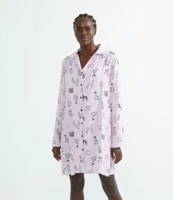 Camisola Americana em Viscose Estampa Cachorrinhos