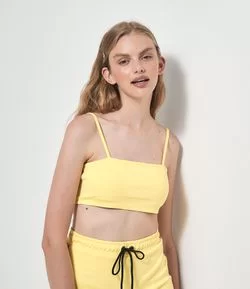 Blusa Super Cropped em Ponto Roma com Alcinha Regulável