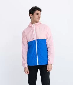 Jaqueta Bicolor com Recorte e Capuz