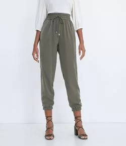 Calça Cargo Lisa com Cós Elástico