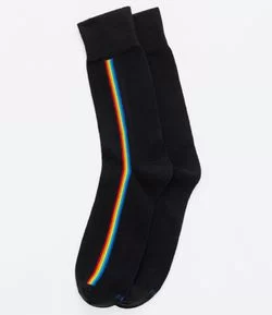 Meia Cano Longo Estampa Arco Íris