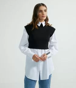 Blusa Regata Cropped em Algodão com Golinha Alta